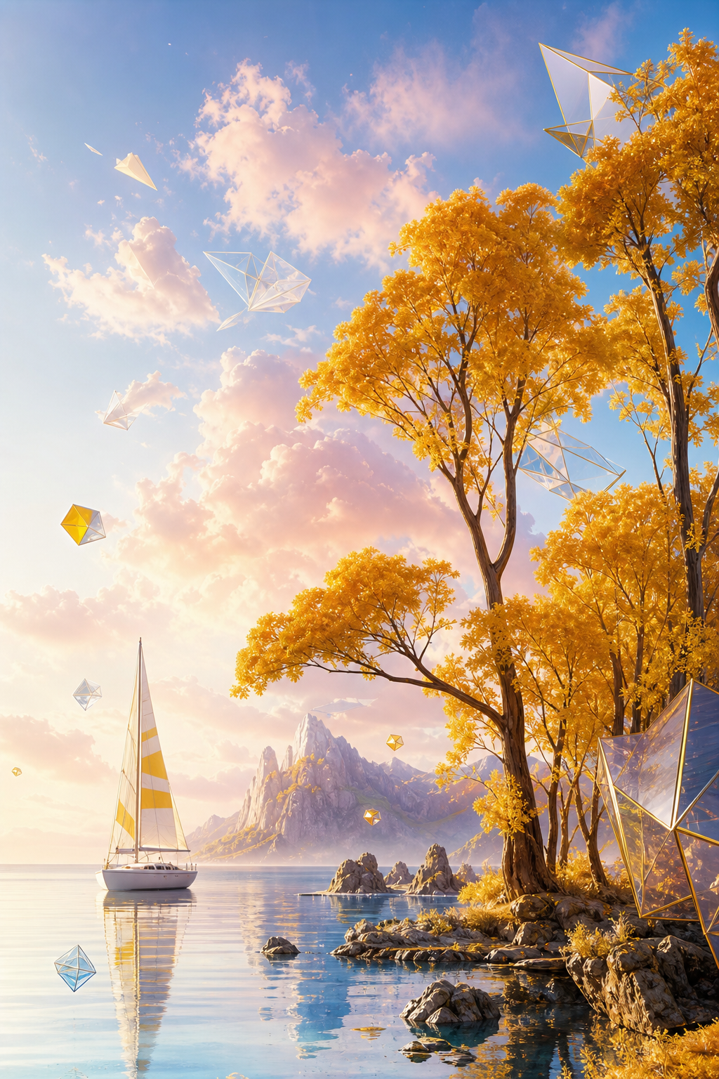 金黄色生成艺术风景